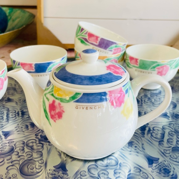 Givenchy Paris Yamaka Intl Tea Set Pot & Cups 5 Servings Floral Excellent - Picture 7 of 13